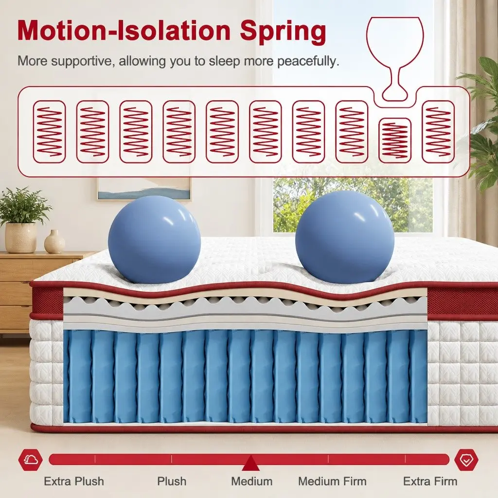Latex Hybrid Mattress King Size 34cm Medium Firm 5 Zone Pocket Spring Bed
