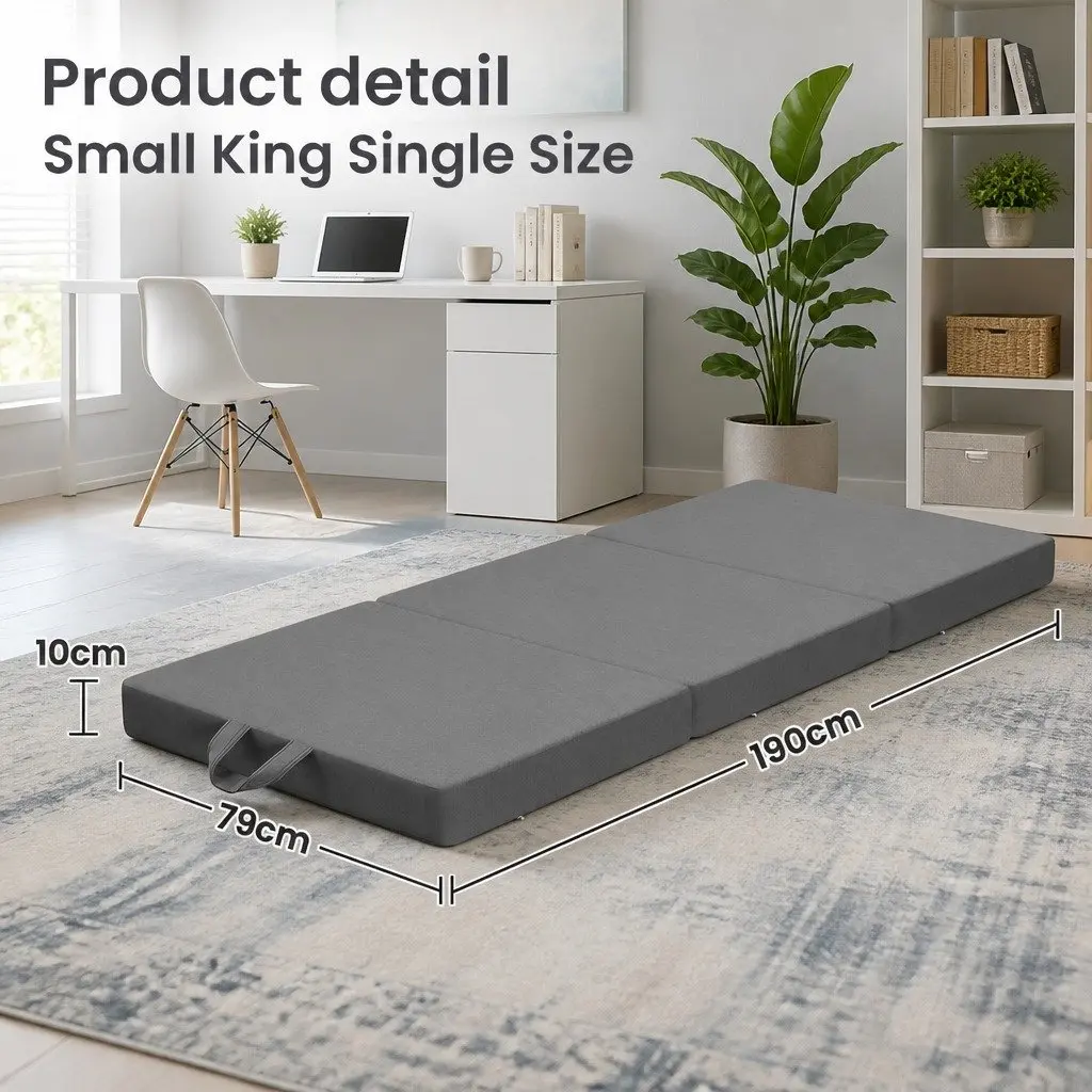 Small King Single Folding Mattress Portable Travel Guest Room 3-Fold Foam Bed