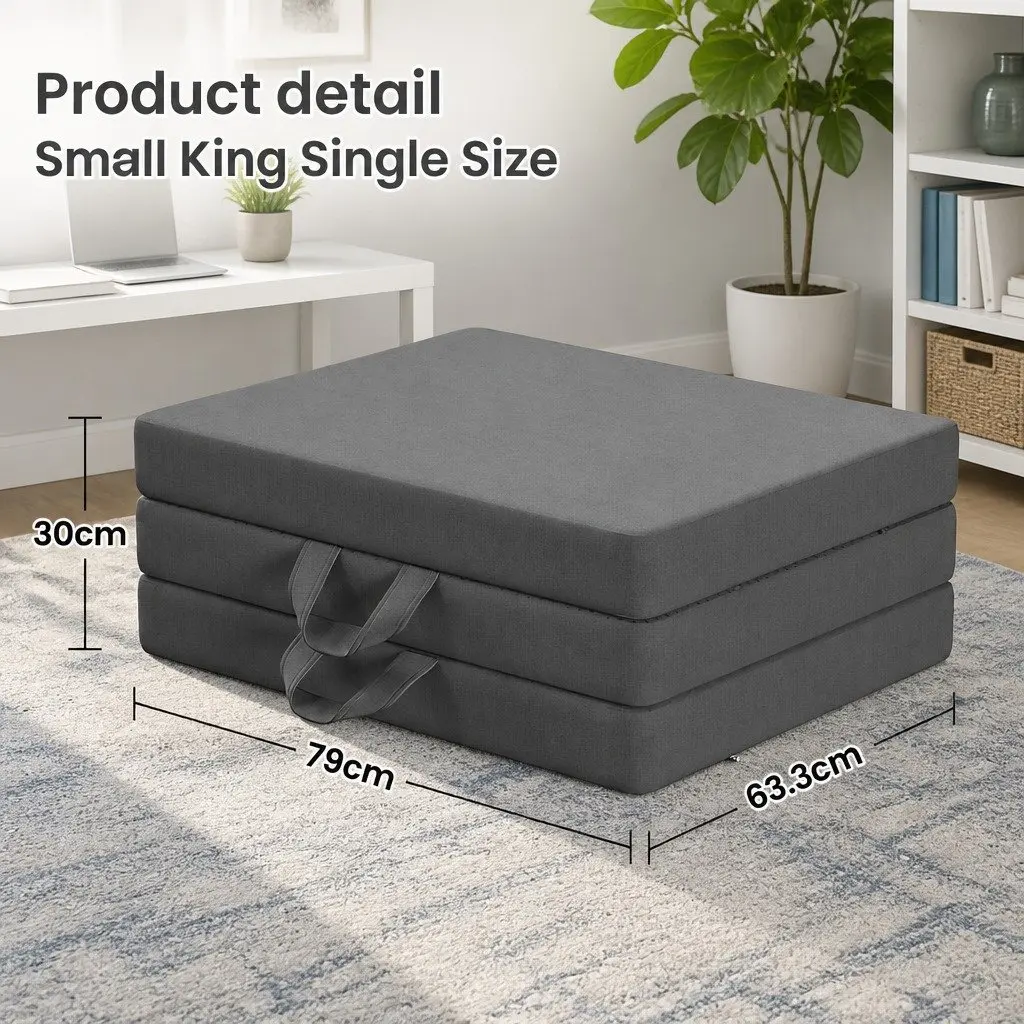 Small King Single Folding Mattress Portable Travel Guest Room 3-Fold Foam Bed