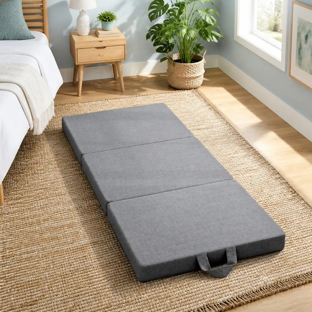 Single Folding Mattress 180x70cm Trifold Foam Bed Portable Travel Guest Room