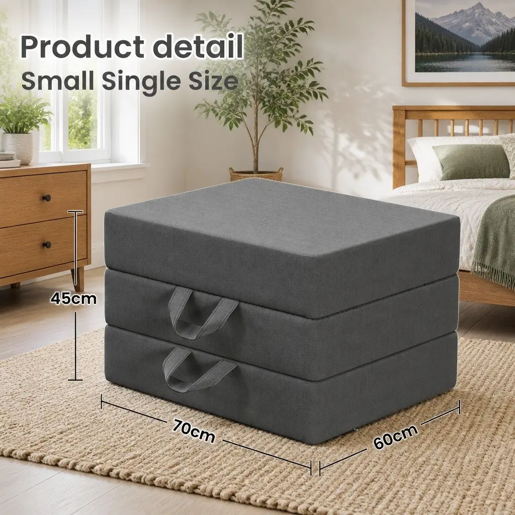 Single Folding Mattress Portable Camping Guest Room Travel Bed 180x70cm 15cm Foam Trifold