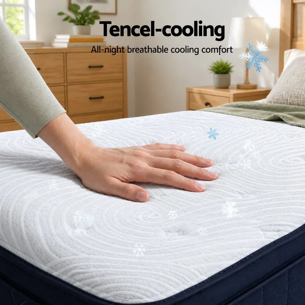 Single Mattress 34cm Medium Soft Hybrid Pocket Spring Gel Memory Foam Cooling