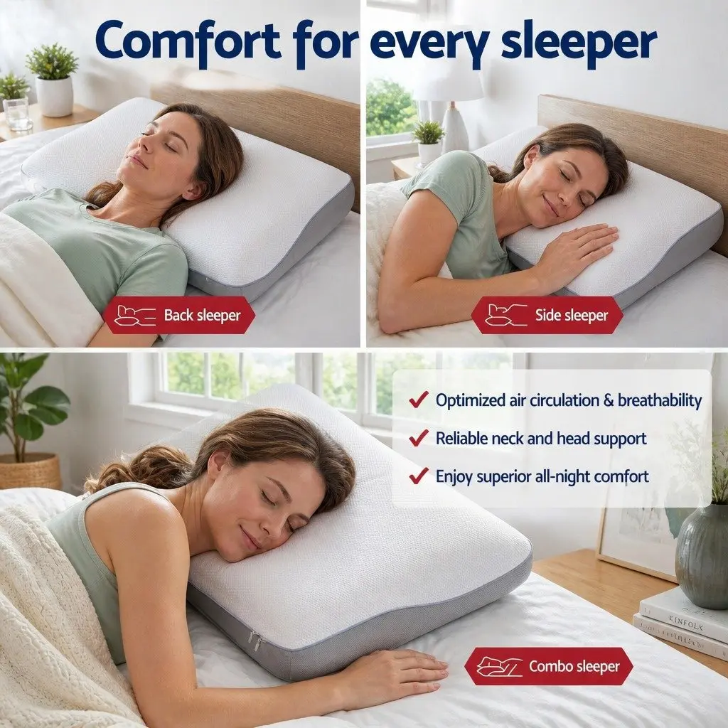 Memory Foam Pillow 65x40x14cm with Cooling Technology