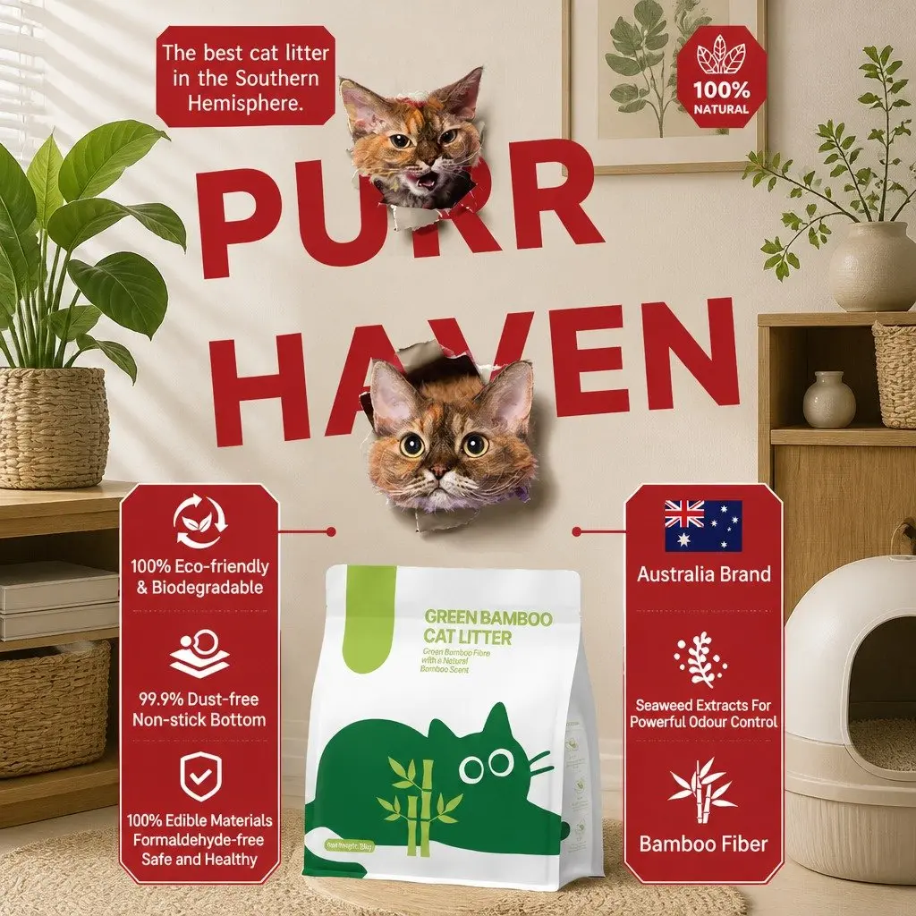 Bamboo Cat Litter Clumping Dust Free Natural Odour Control 7.5kg 3 Pack