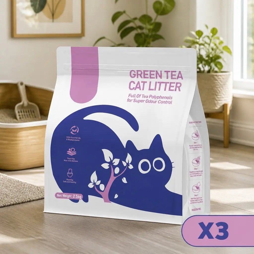 Clumping Cat Litter Green Tea, 3 Pack 7.5kg