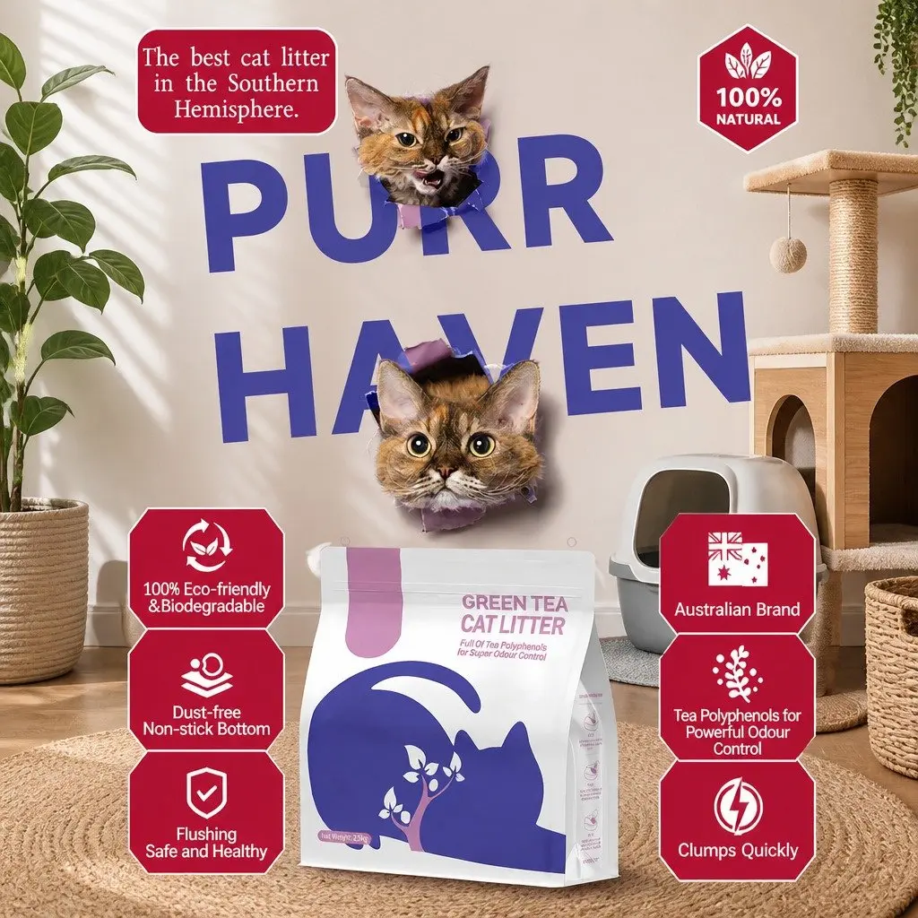 Clumping Cat Litter Green Tea, 3 Pack 7.5kg