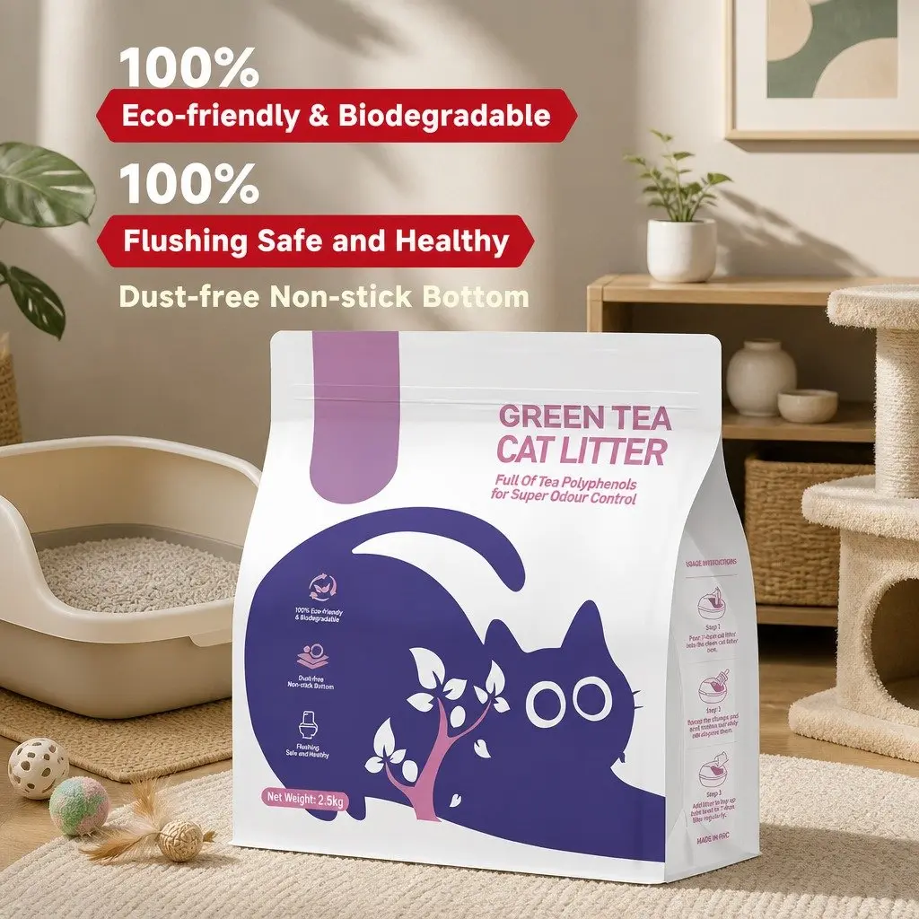 Cat Litter Clumping Green Tea 30kg for Single and Multi Cat Households