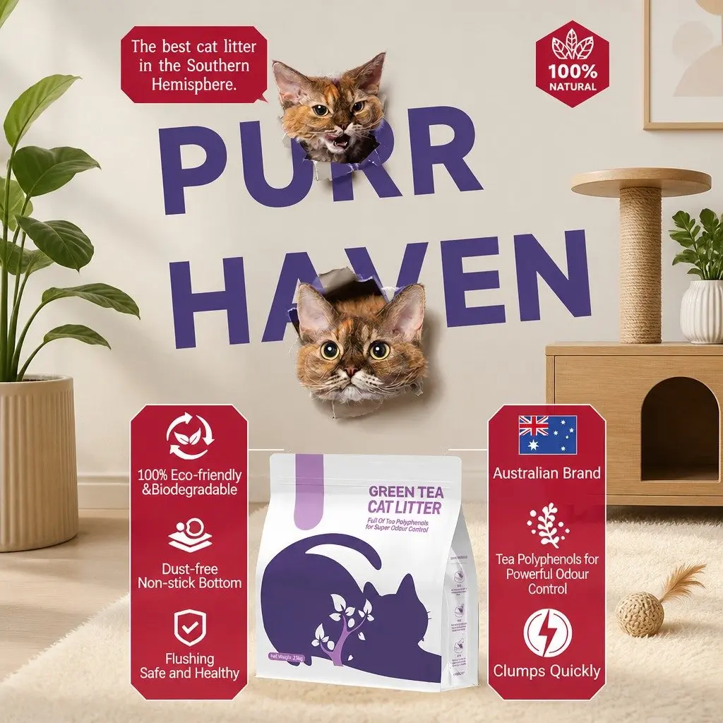 Cat Litter Clumping Green Tea 30kg for Single and Multi Cat Households