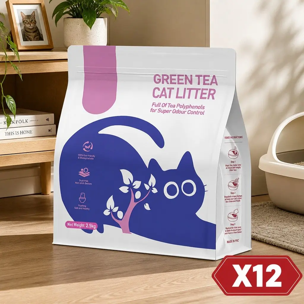 Cat Litter Clumping Green Tea 30kg for Single and Multi Cat Households