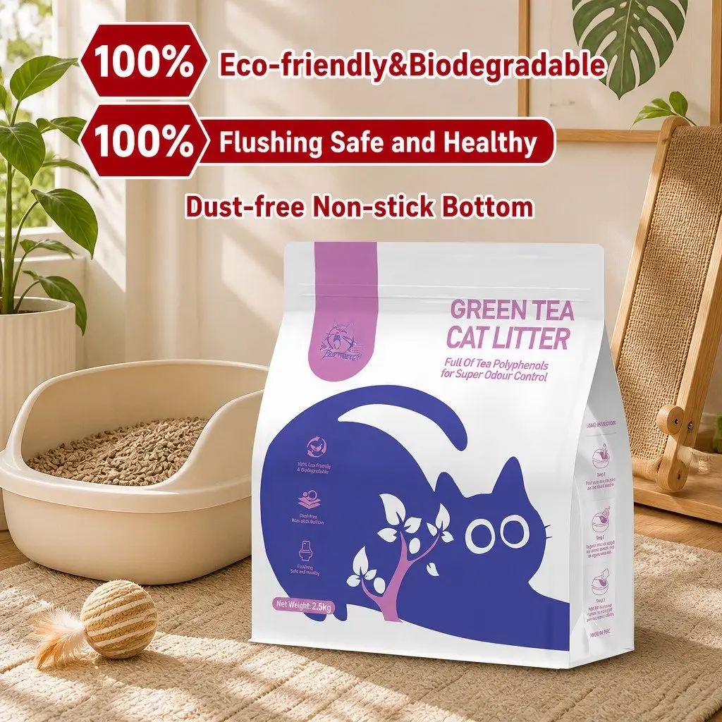 Clumping Cat Litter for Cats 15kg 6 Pack Dust Free Natural Green Tea Odour Control