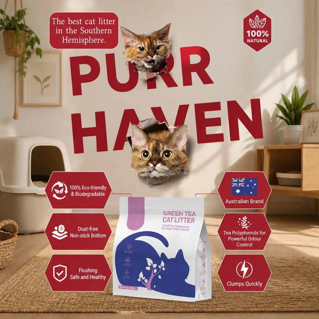 Clumping Cat Litter for Cats 15kg 6 Pack Dust Free Natural Green Tea Odour Control