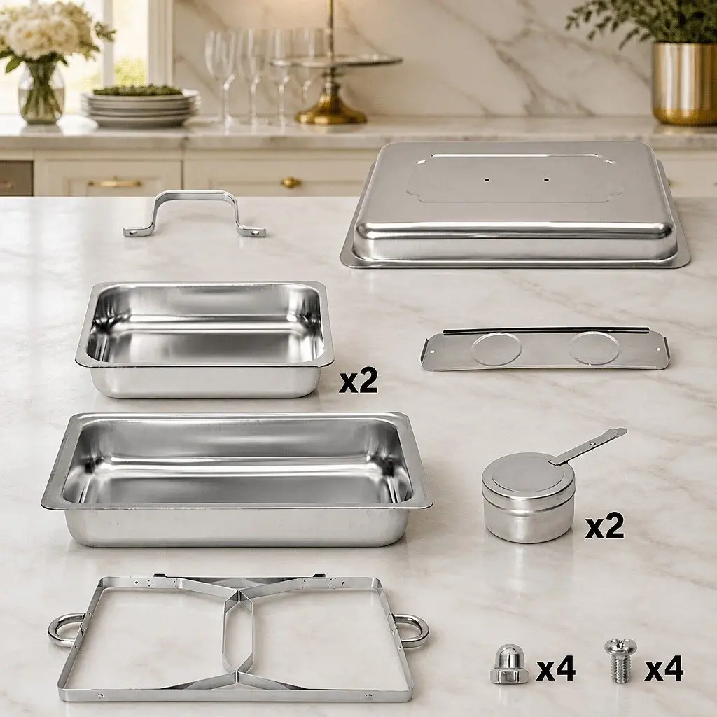 Chafing Dish Set Bain Marie Food Warmer Buffet Server Stainless Steel 9L