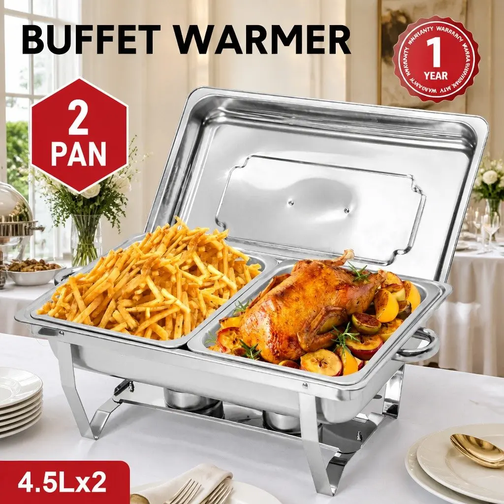 Chafing Dish Set Bain Marie Food Warmer Buffet Server Stainless Steel 9L
