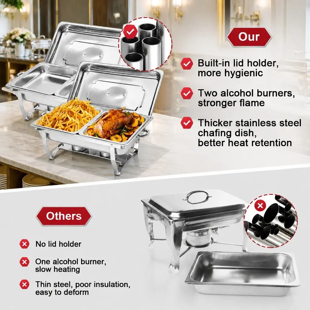 Chafing Dish Set Bain Marie Food Warmer Buffet Server Stainless Steel 9L