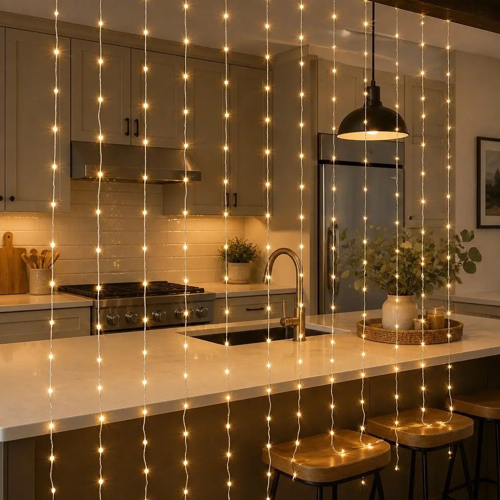 Curtain String Lights Indoor Outdoor 3M x 3M 300 LED Warm White