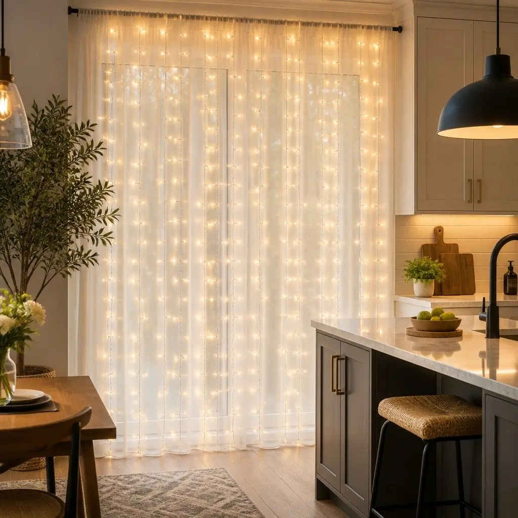 Curtain String Lights Indoor Outdoor 3M x 3M 300 LED Warm White