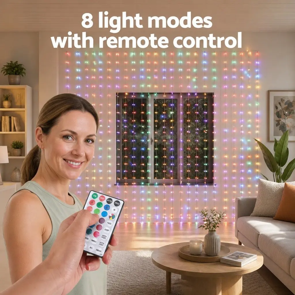 LED Curtain Lights Indoor Outdoor 6M x 3M 960 RGB Bulbs