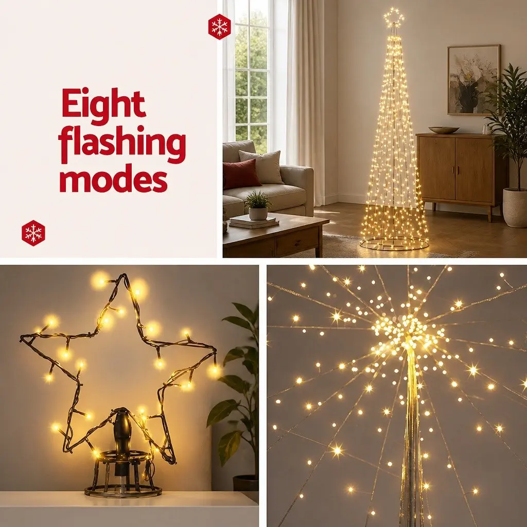 Christmas Tree Outdoor Indoor 3.6M Solar LED Warm White Lights