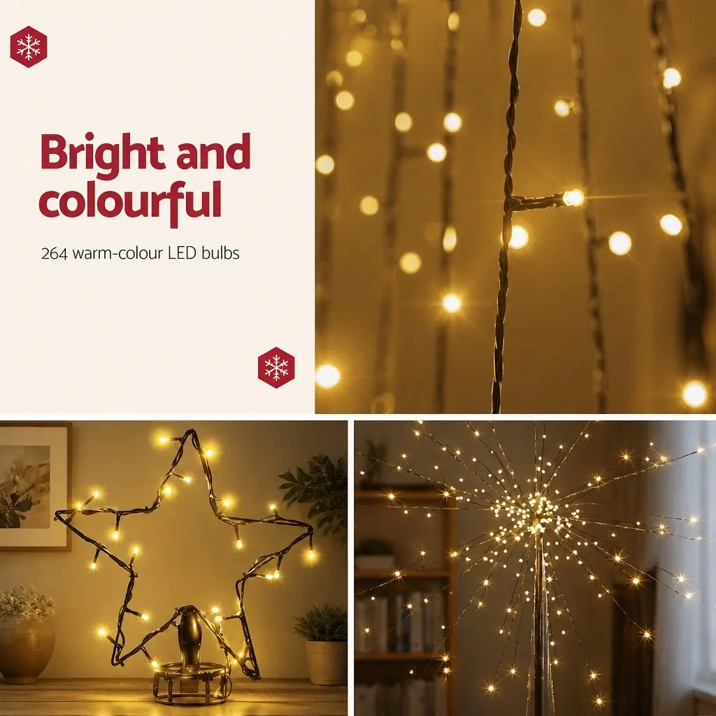 Solar Christmas Tree Outdoor 2.1M LED Warm White Lights