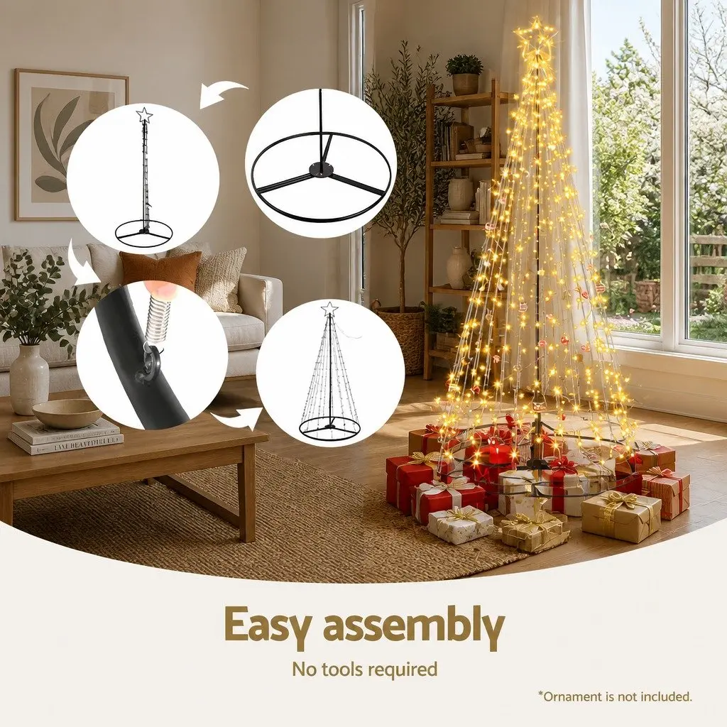 Solar Christmas Tree Outdoor 2.1M LED Warm White Lights