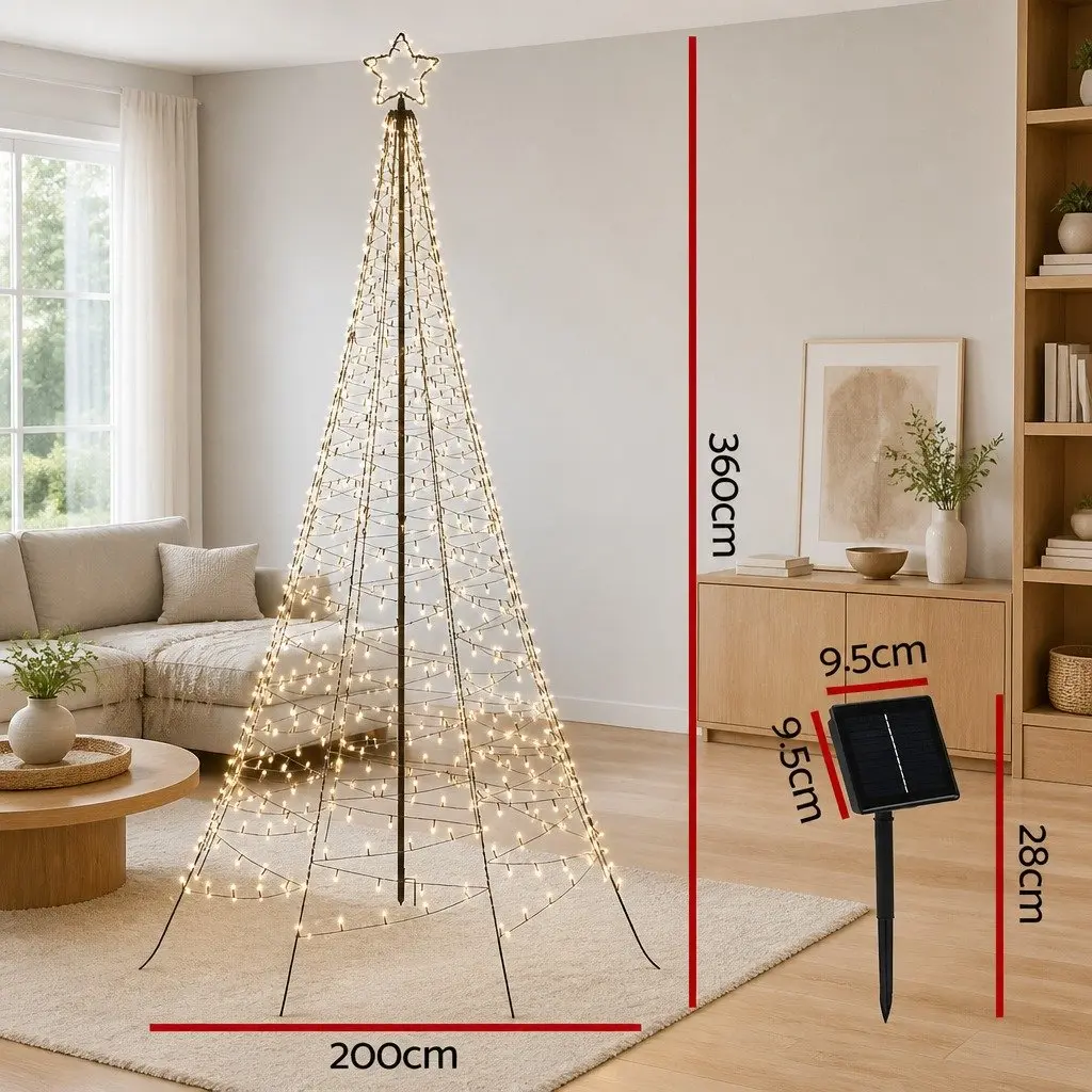 Pre-lit Christmas Tree Outdoor Decoration 3.6M with 800 LED Solar Lights
