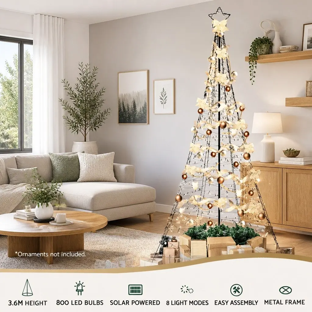 Pre-lit Christmas Tree Outdoor Decoration 3.6M with 800 LED Solar Lights