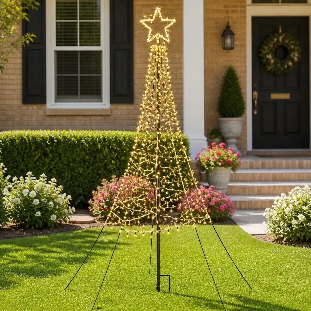 Solar Christmas Tree Indoor Outdoor 2.1m 320 LED Lights