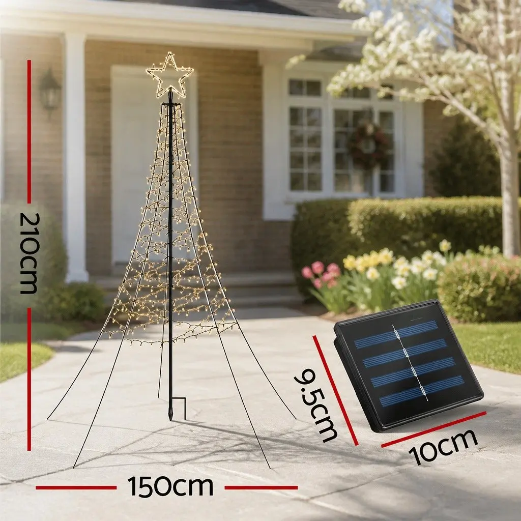 Solar Christmas Tree Indoor Outdoor 2.1m 320 LED Lights