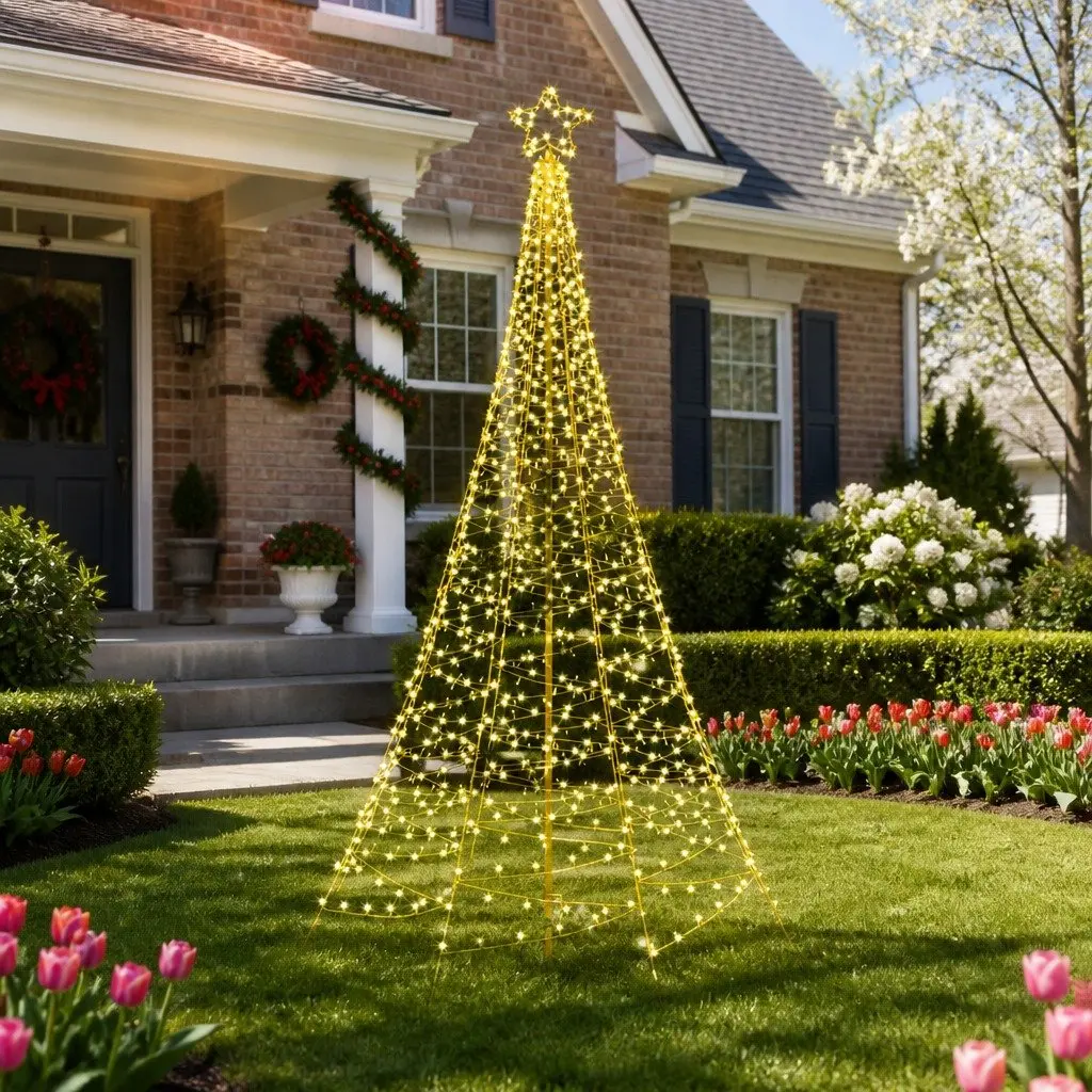 Solar Christmas Tree Indoor Outdoor 2.1m 320 LED Lights
