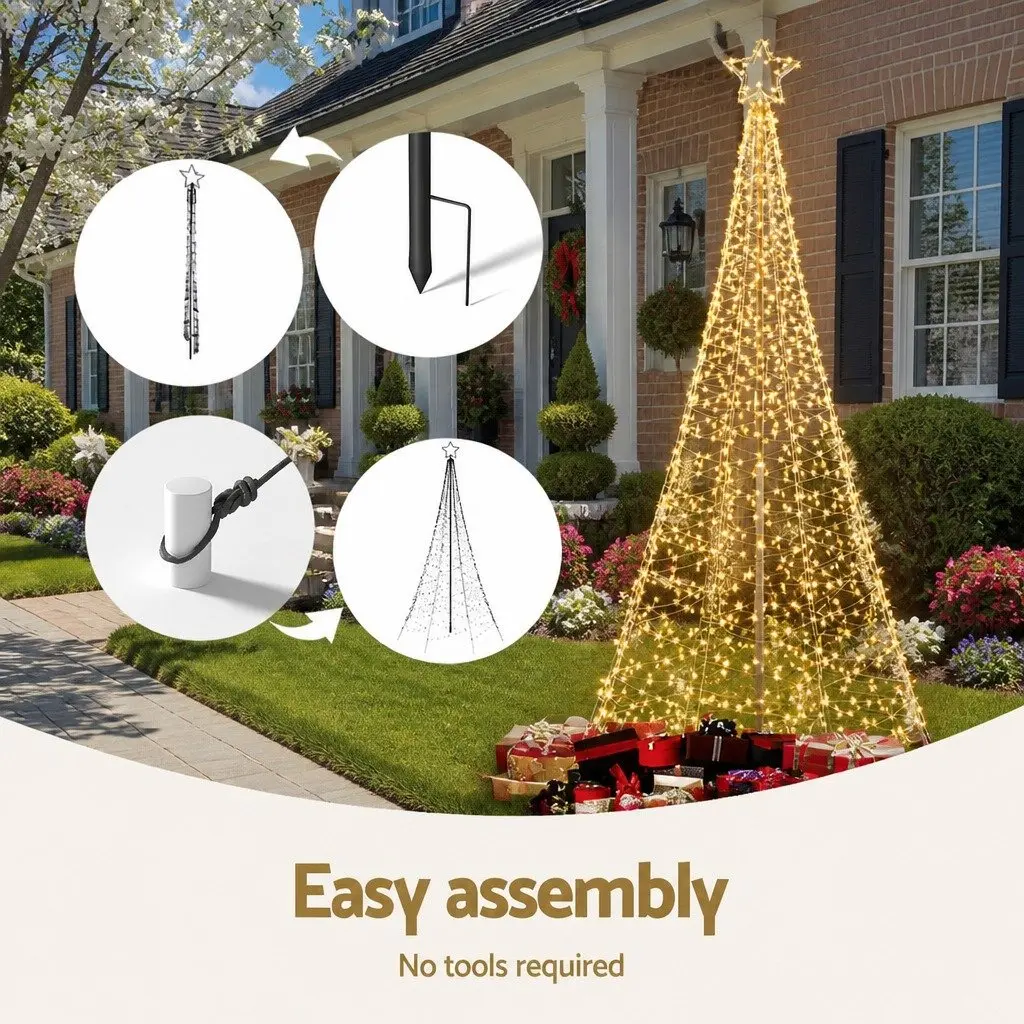 Solar Christmas Tree Indoor Outdoor 2.1m 320 LED Lights
