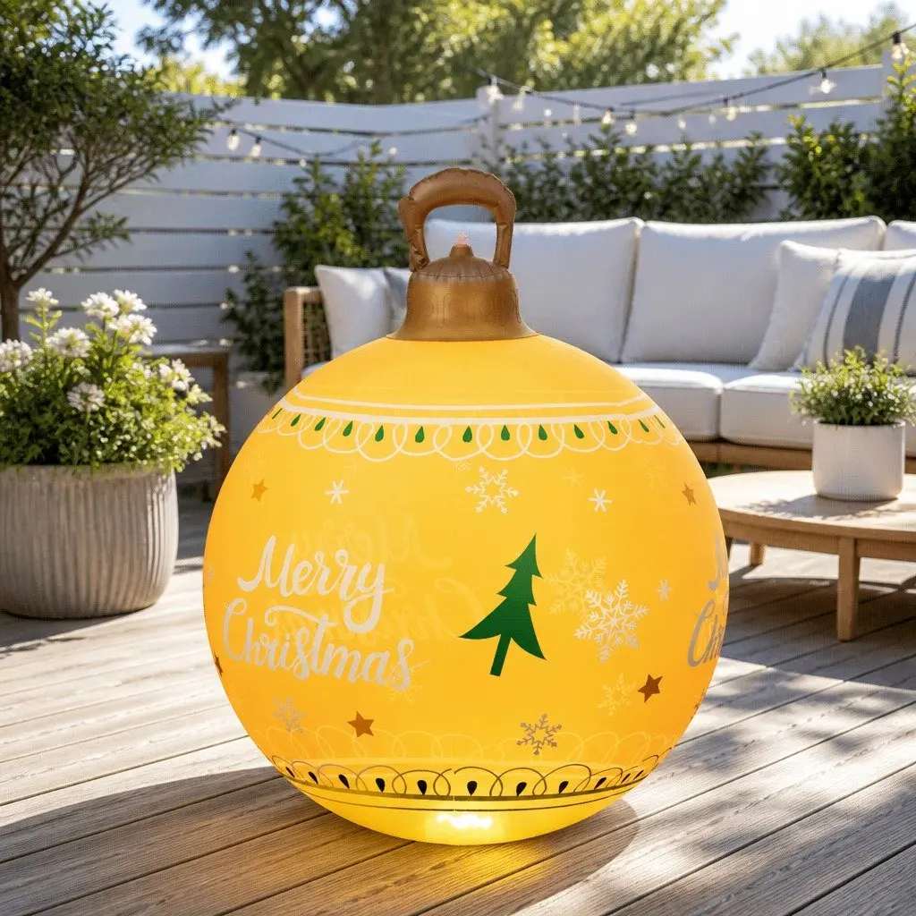 60cm Gold Inflatable Christmas Ball with LED