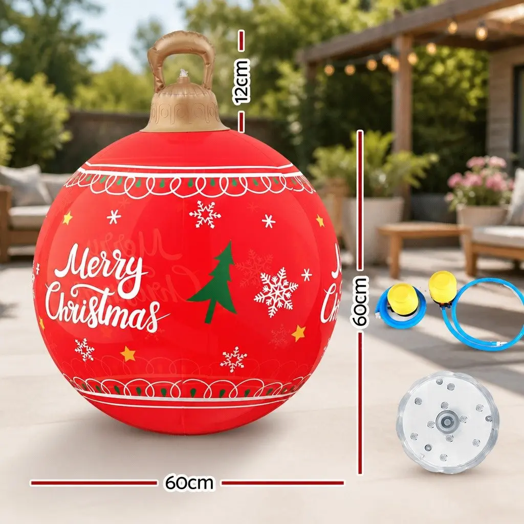 Christmas Inflatable Ball Outdoor Decoration 60cm Red LED Illuminated