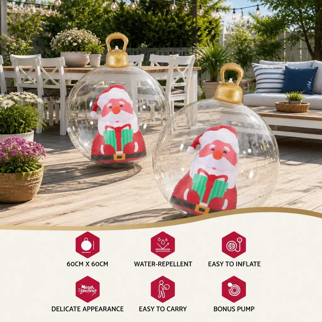 Christmas Inflatable Ball 60cm Giant Bauble Outdoor Decoration Festive Display