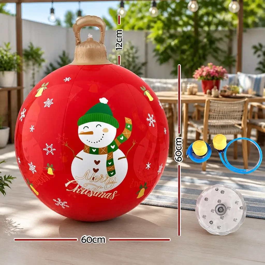 Christmas Inflatable Ball 60cm LED Light Outdoor Festive Decoration Red Baubles