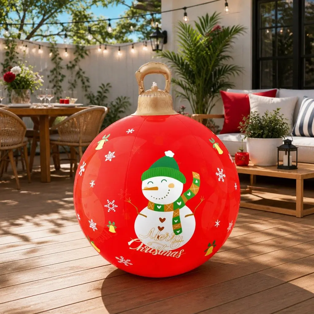 Christmas Inflatable Ball 60cm LED Light Outdoor Festive Decoration Red Baubles