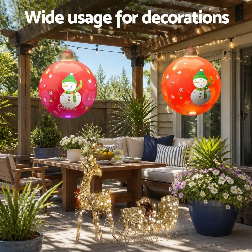 Christmas Inflatable Ball 60cm LED Light Outdoor Festive Decoration Red Baubles