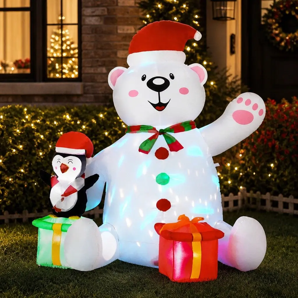Christmas Inflatable Bear Indoor Outdoor 1.8M with LED Lights