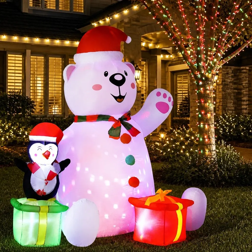 Christmas Inflatable Bear Indoor Outdoor 1.8M with LED Lights