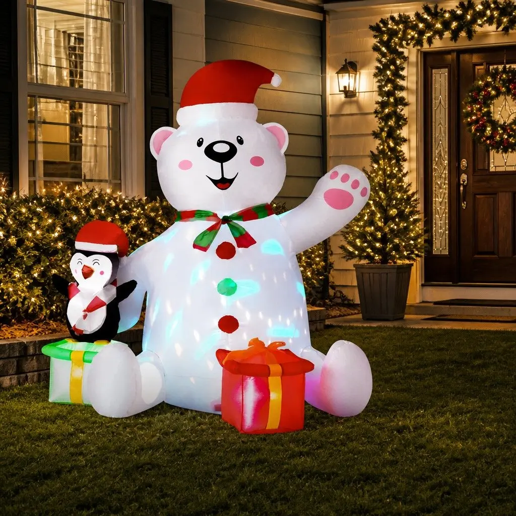 Christmas Inflatable Bear Indoor Outdoor 1.8M with LED Lights