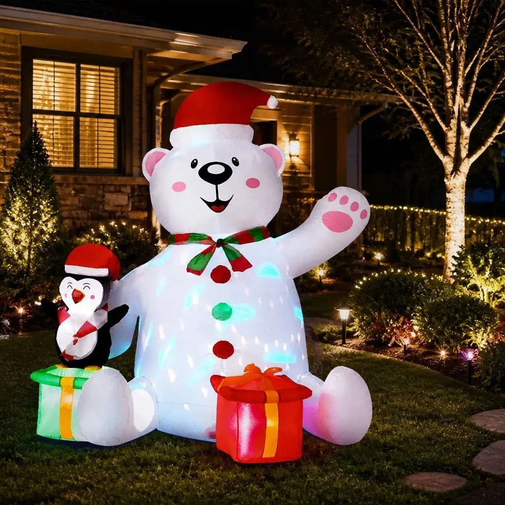 Christmas Inflatable Bear Indoor Outdoor 1.8M with LED Lights