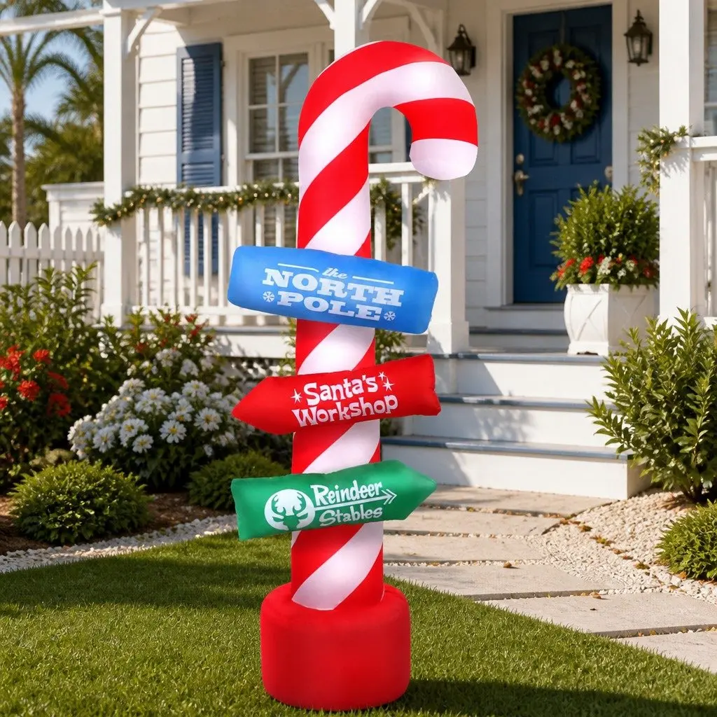 Christmas Inflatable Candy Pole Decoration for Indoor Outdoor Use 2.4M