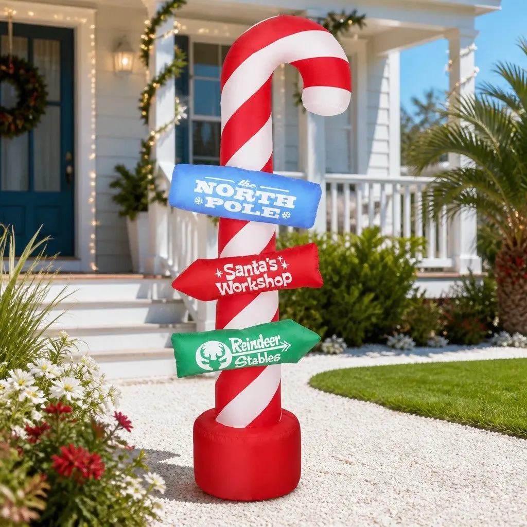 Christmas Inflatable Candy Pole Decoration for Indoor Outdoor Use 2.4M
