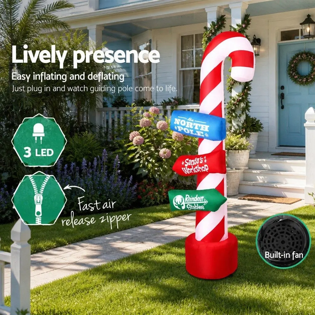 Christmas Inflatable Candy Pole Decoration for Indoor Outdoor Use 2.4M