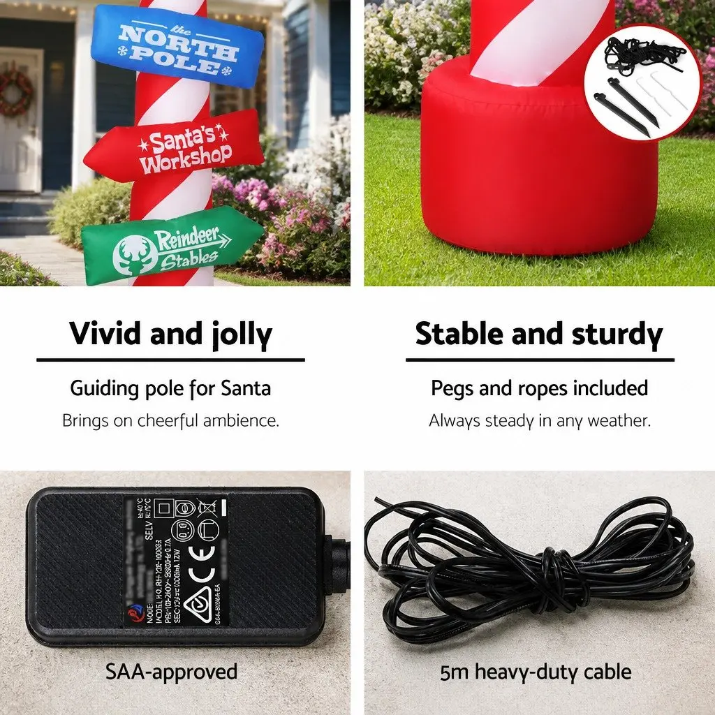 Christmas Inflatable Candy Pole Decoration for Indoor Outdoor Use 2.4M