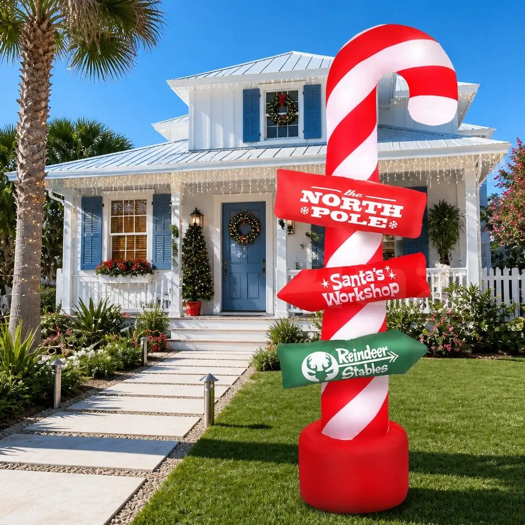 Christmas Inflatable Candy Pole Decoration for Indoor Outdoor Use 2.4M