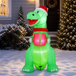 Christmas Inflatable Dinosaur - 1.8m, 190T Polyester