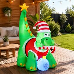 1.86M Christmas Dinosaur with LED Lighting