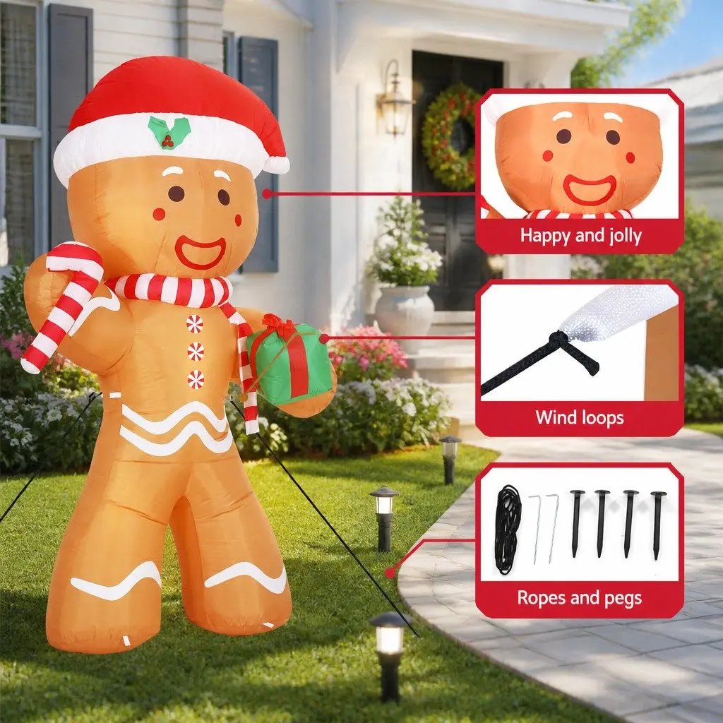 2.4M Gingerbread Inflatable with LEDs