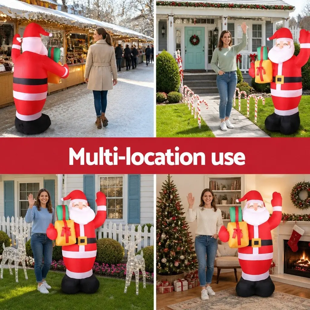 Christmas Inflatable Santa Decoration for Garden 2.4M with LED Lights