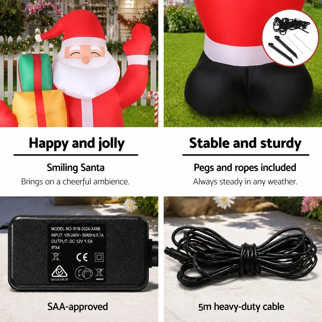 Christmas Inflatable Santa Decoration for Garden 2.4M with LED Lights